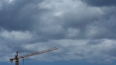 Crane stopped at construction site time lapse Stock Footage 130138622