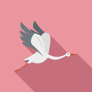 Crane stork icon flat vector. Bird fly Stock Illustration