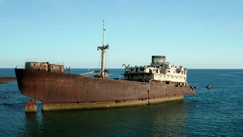 Crane style shipwreck Stock Footage 104420595