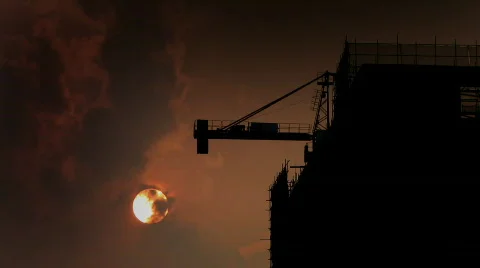 Crane&amp; sun Stock Footage 744052