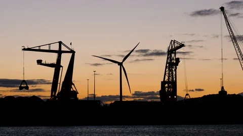 Crane at sunset 4K clip Stock Footage 91183453
