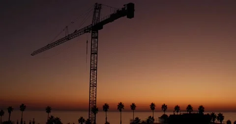 Crane Sunset Stock Footage 139672442