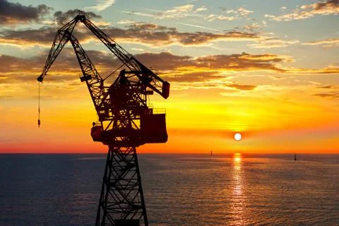 The crane at sunset Stock Photos