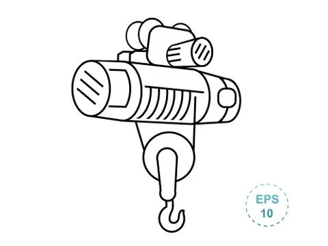 Crane telpher vector icon. Shadow operated electric hoist. Crane Equipment Ic Stock Illustration