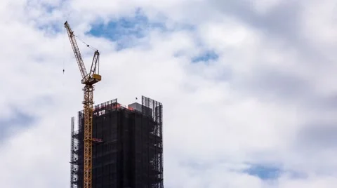 Crane Timelapse on Top of Skyscraper Stock Footage 59946568
