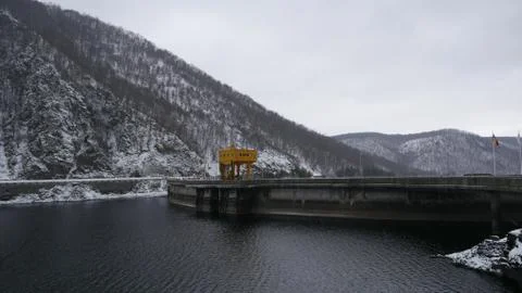 Crane on Top of Dam Stock Photos