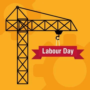 Crane tower construction labour day Stockillustratie