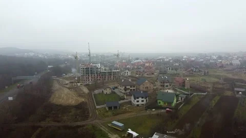 Crane tower working View from the quadcopter Stock Footage 145206550