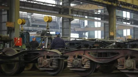 Crane transported a part of rail vehicles Stock Footage 10718974