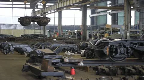 Crane transported a part of rail vehicles Video stock 10718991