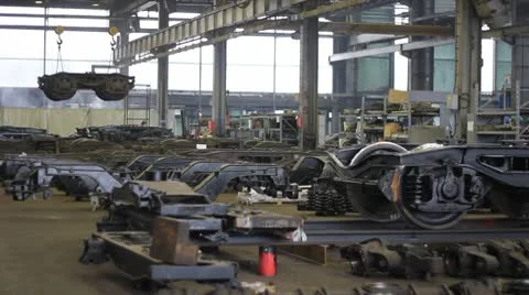 Crane transported a part of rail vehicles Stock Footage 10719006