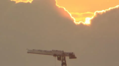 Crane under cloud sunlight border Stock Footage 11527138