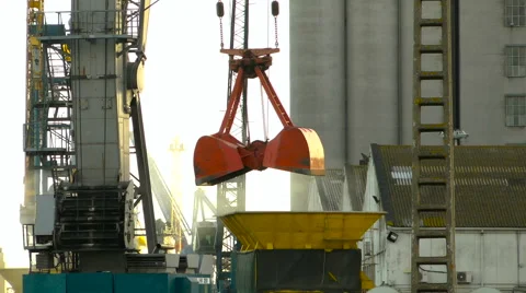 Crane Unloading and Loading at Harbor Stock Footage 61298731