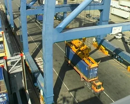 Crane Unloading Container Stock Footage 448442