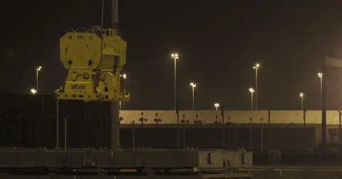 Crane Unloading Ship In A Harbor (4K) Stock Footage 63082811