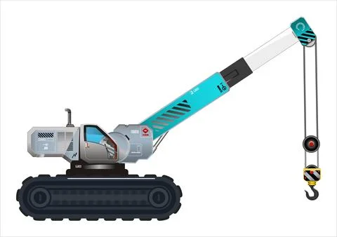 Crane vehicle hook heavy construction service vehicle vector illustration Stock-Illustration