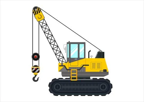Crane vehicle hook heavy construction service vehicle vector illustration Stock Illustration
