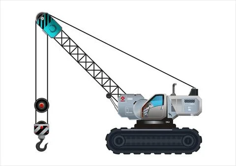 Crane vehicle hook heavy construction service vehicle 3D vector illustration Stock Illustration