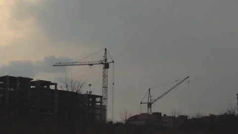 Crane work at a construction site Stock Footage 106706229