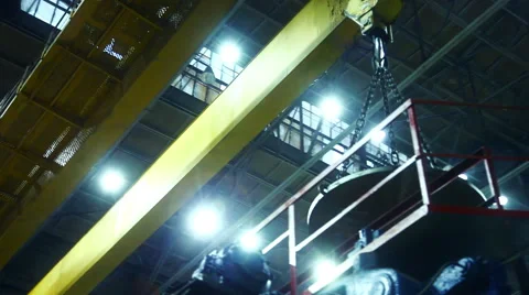 Crane work in the factory shop Stock Footage 48376411