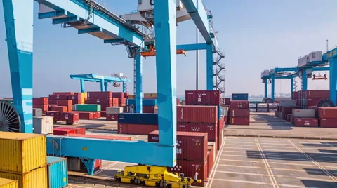 Crane work in Haifa Port Stockbeeldmateriaal 49461834