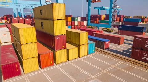 Crane work in Haifa Port Video stock 49465370
