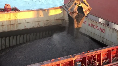 A crane at work at seaport, close up Stock Footage 85559405