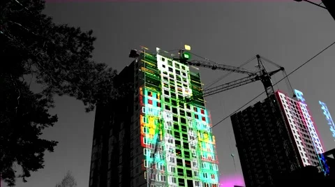 Crane at work_vj video 動画素材 49799308