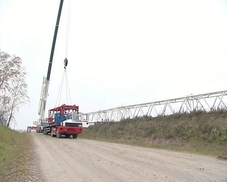 Crane worker windmill Stock Footage 11062195