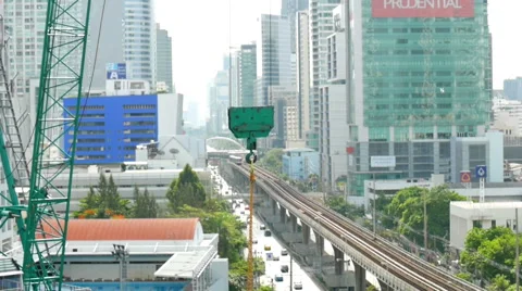 Crane working at the construction site in Bangkok. Stock Footage 53201330