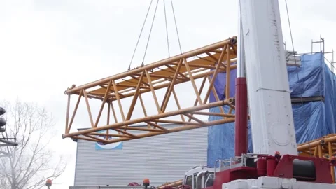 Crane working at the construction site of the coal-fired power station Stock Footage 137573600