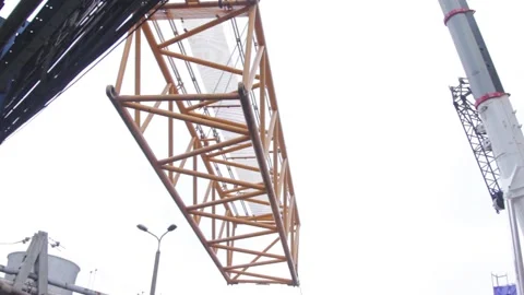 Crane working at the construction site of the coal-fired power station Stock Footage 137574279