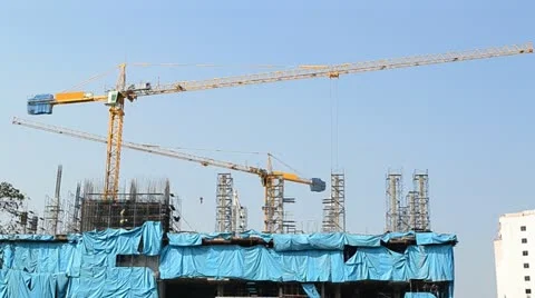 Crane working in construction site Stock Footage 22447328