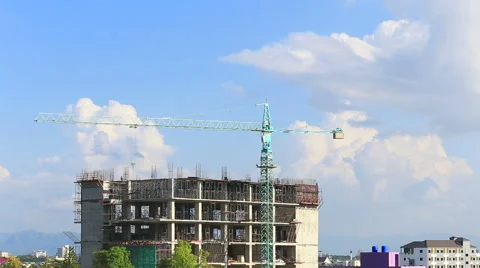 Crane working on construction site Stock Footage 43056192