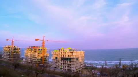 Crane Working in Construction Site Stock Footage 61518465