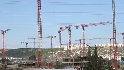 Crane Working In Construction Site Vidéo 91212168