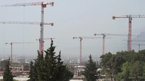 Crane Working In Construction Site Stock Footage 91329228