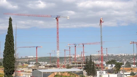 Crane Working In Construction Site, Time Lapse 库存影片 91221443