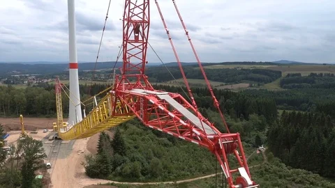 Crane working by construction of a wind power. Video stock 73123901
