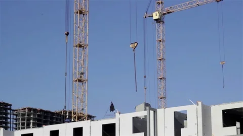 Crane working at house construction Stock Footage 75382012