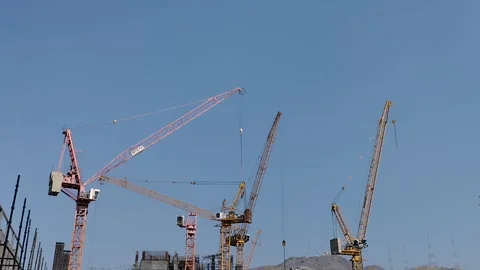 Crane working Mecca masjid al-haram new building Stock Footage 219754451