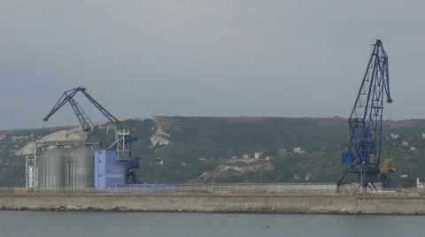 Crane working in port Stock Footage 11890820