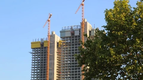 Crane Works At Construction Site Видео 84797553