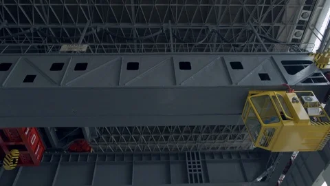 Crane in the workshop of a hydroelectric station Stock Footage 128284435