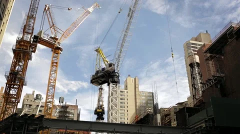 Cranes on 57th Street Stock Footage 55113693