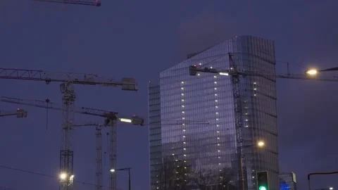 Cranes along the street Stock Footage 147684845