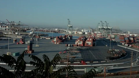 Cranes and cargo on Docks Stock Footage 77485290