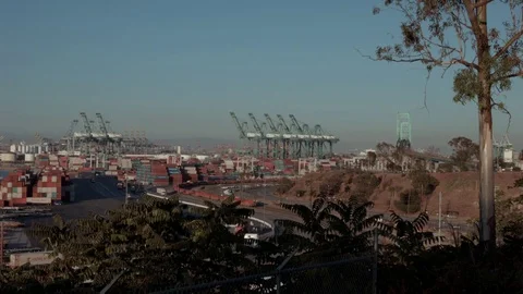 Cranes and cargo on Docks Stock Footage 77485384