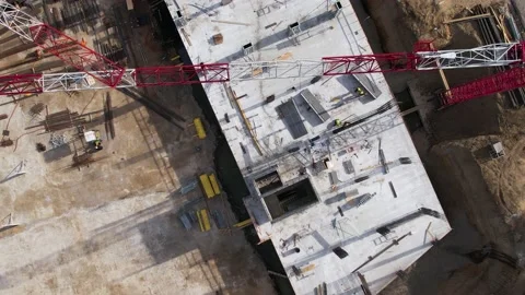 Cranes and workers on the construction Stock-Footage 197550605