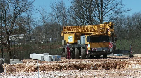 Cranes and workers on the site 2 Stock Footage 23389045